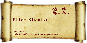 Miler Klaudia névjegykártya